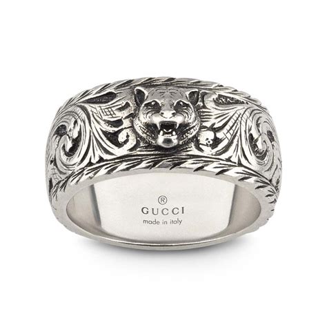 gucci mens gold wedding bands|gucci men's feline ring.